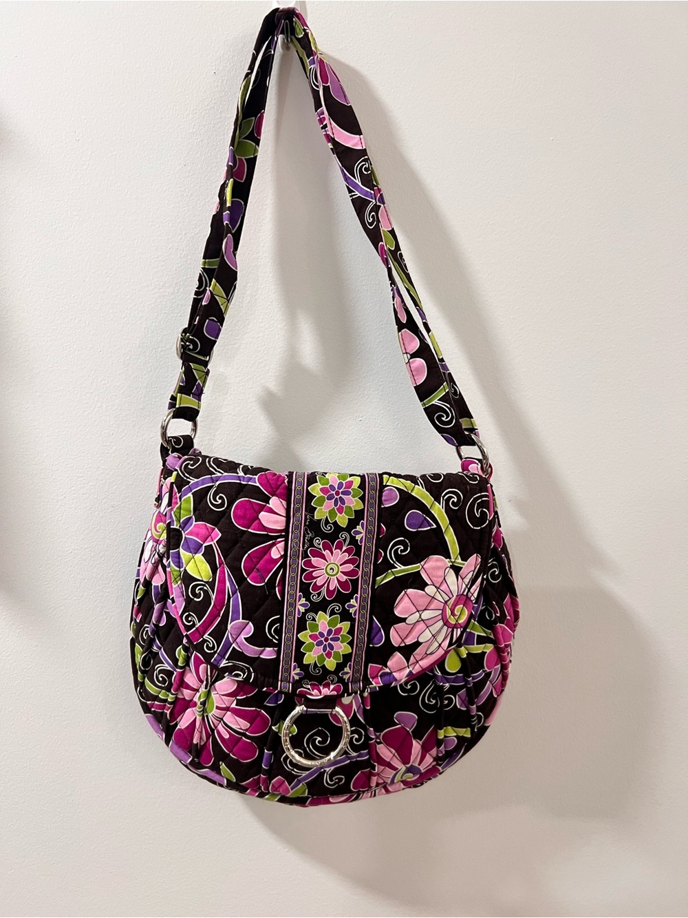 Vera Bradley “saddle up” Quilted Shoulder Bag - Retired Purple Punch - Picture 2 of 5